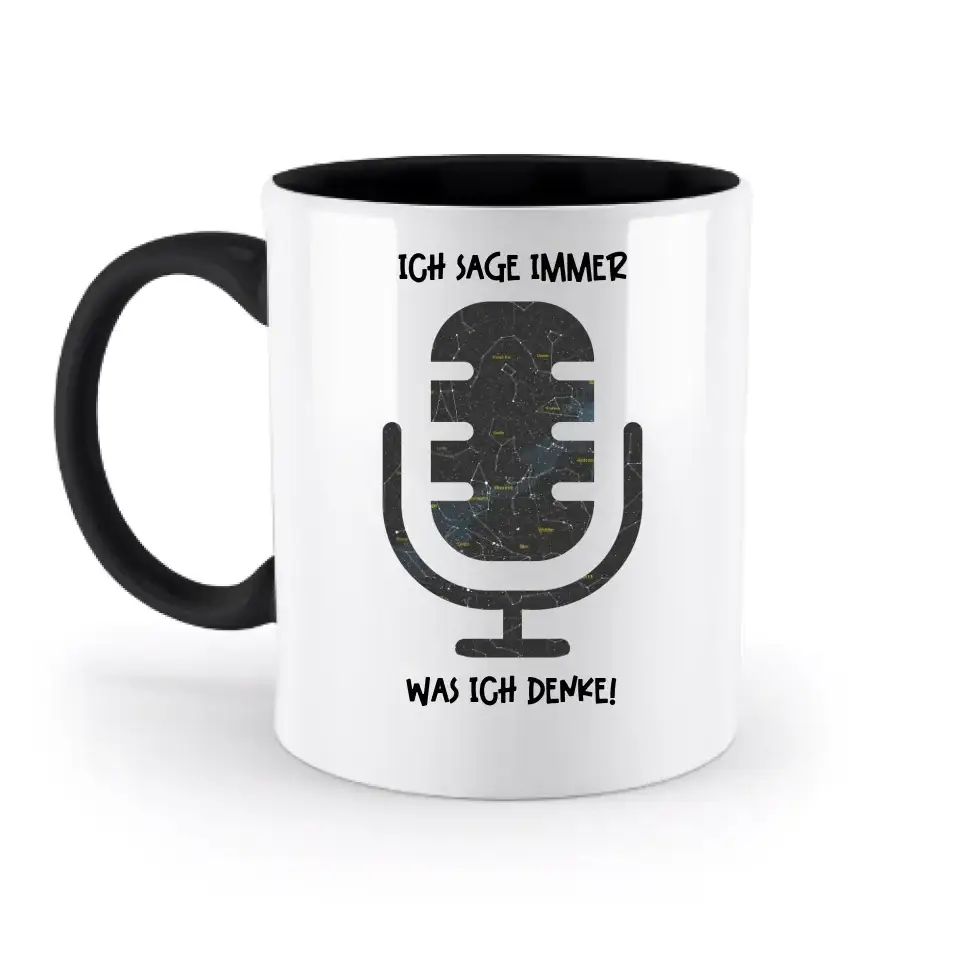Echte Sternkarte als Mikrofon + Text • zweifarbige Tasse • Exklusivdesign • personalisiert