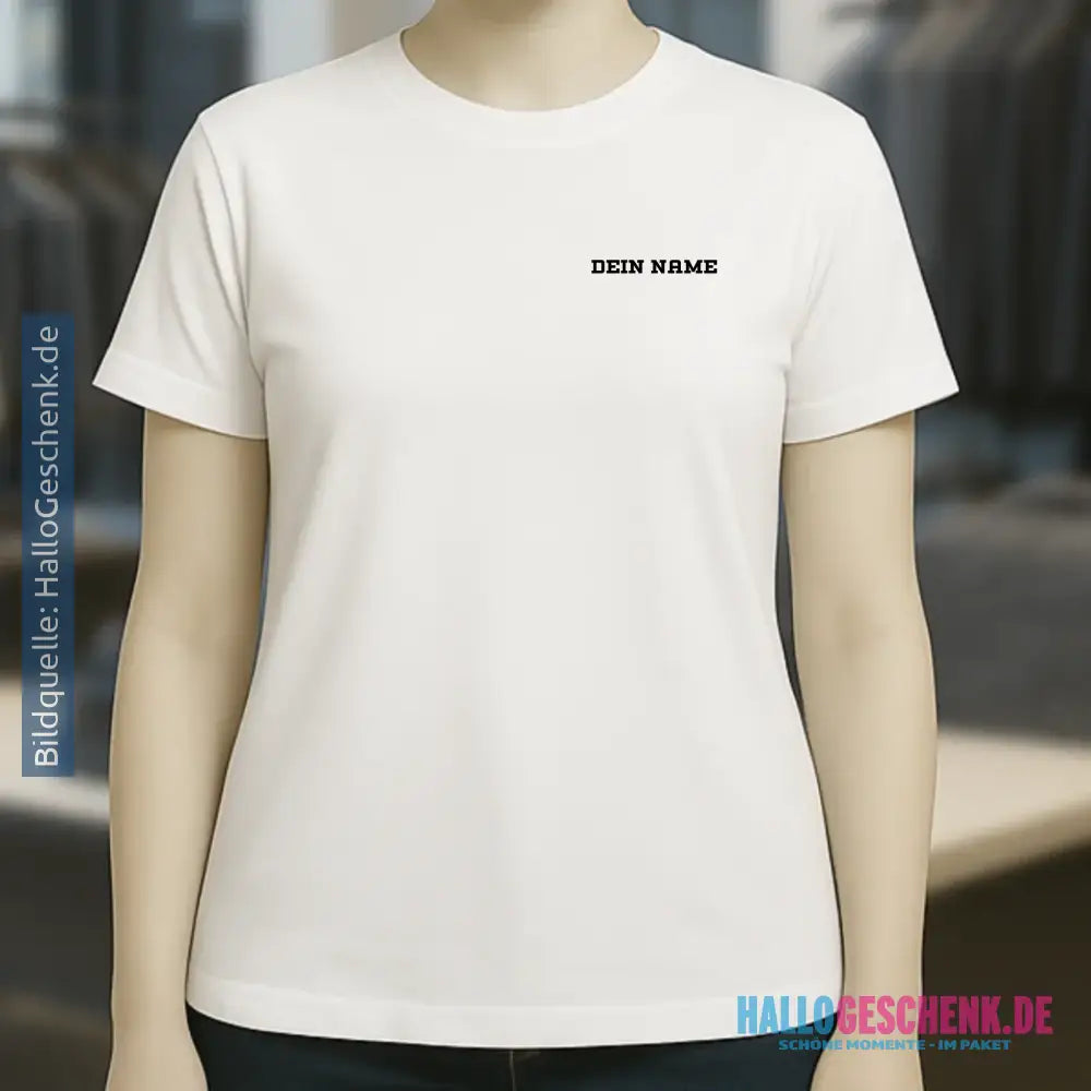 Einfacher Name • Ladies Premium T-Shirt XS-2XL aus Bio-Baumwolle für Damen • Exklusivdesign • personalisiert • Brustdruck