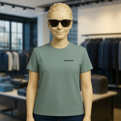 Einfacher Name • Ladies Premium T-Shirt XS-2XL aus Bio-Baumwolle für Damen • Exklusivdesign • personalisiert • Brustdruck