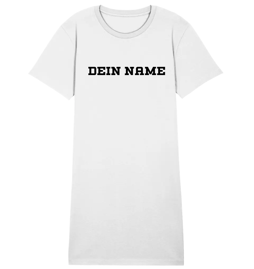 Einfacher Wunschname • 4 Versionen • Ladies Premium T-Shirt Kleid aus Bio - Baumwolle S - 2XL • Exklusivdesign • personalisiert von HalloGeschenk.de