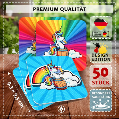 Einhorn-Bierdeckel - 50er Set - Bierdeckel