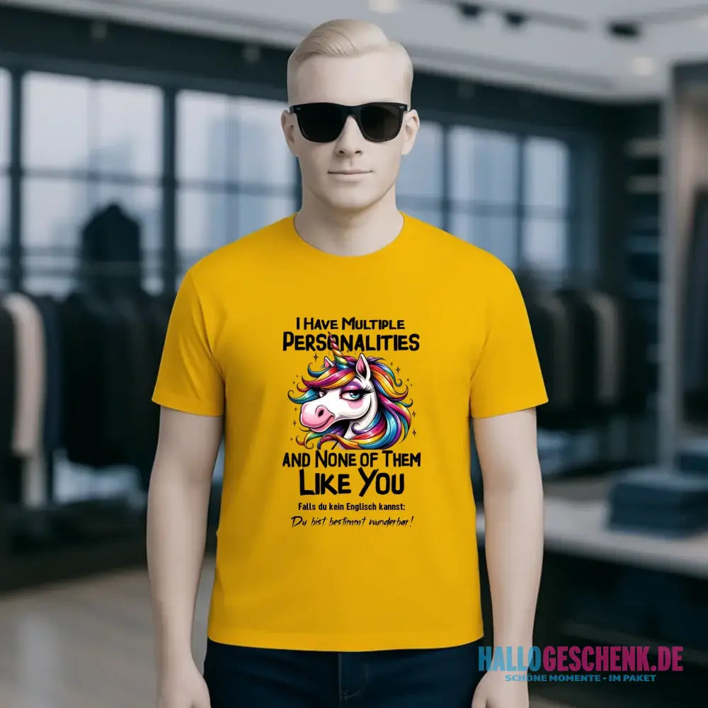 Einhorn - Multiple Persönlichkeit • Katze • Unisex Premium T-Shirt XS-5XL aus Bio-Baumwolle für Damen & Herren • Exklusivdesign • personalisiert