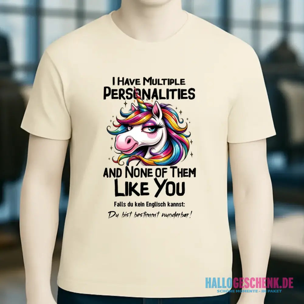 Einhorn - Multiple Persönlichkeit • Katze • Unisex Premium T-Shirt XS-5XL aus Bio-Baumwolle für Damen & Herren • Exklusivdesign • personalisiert