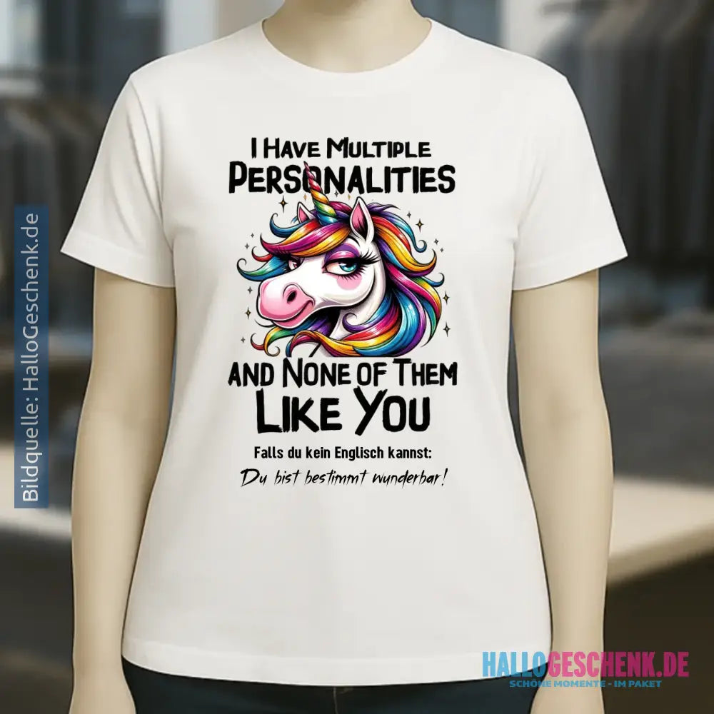Einhorn - Multiple Persönlichkeit • Ladies Premium T-Shirt XS-2XL aus Bio-Baumwolle für Damen • Exklusivdesign • personalisiert