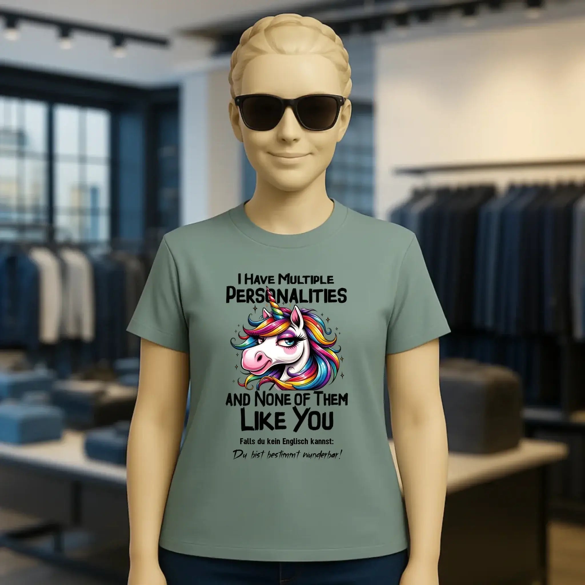 Einhorn - Multiple Persönlichkeit • Ladies Premium T-Shirt XS-2XL aus Bio-Baumwolle für Damen • Exklusivdesign • personalisiert