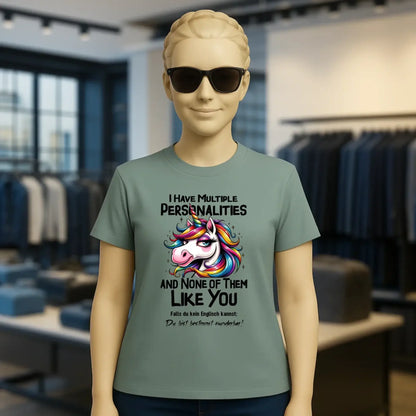 Einhorn - Multiple Persönlichkeit • Ladies Premium T-Shirt XS-2XL aus Bio-Baumwolle für Damen • Exklusivdesign • personalisiert