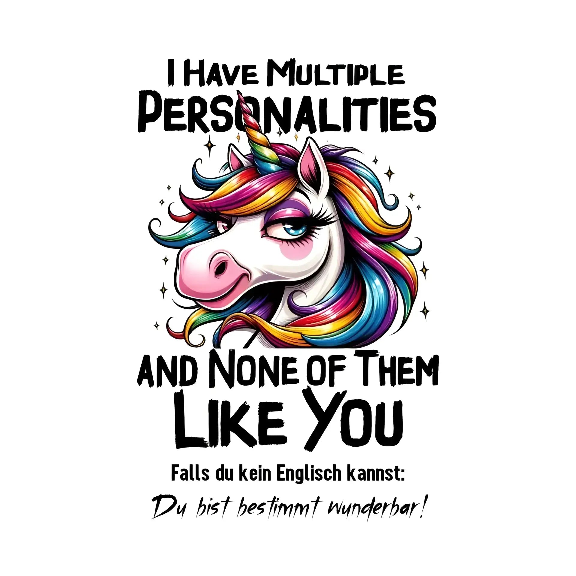 Einhorn - Multiple Persönlichkeit • STICKER 20x20 cm (Aufkleber) - White / OneSize / ausgestanzter Sticker 20x20 cm