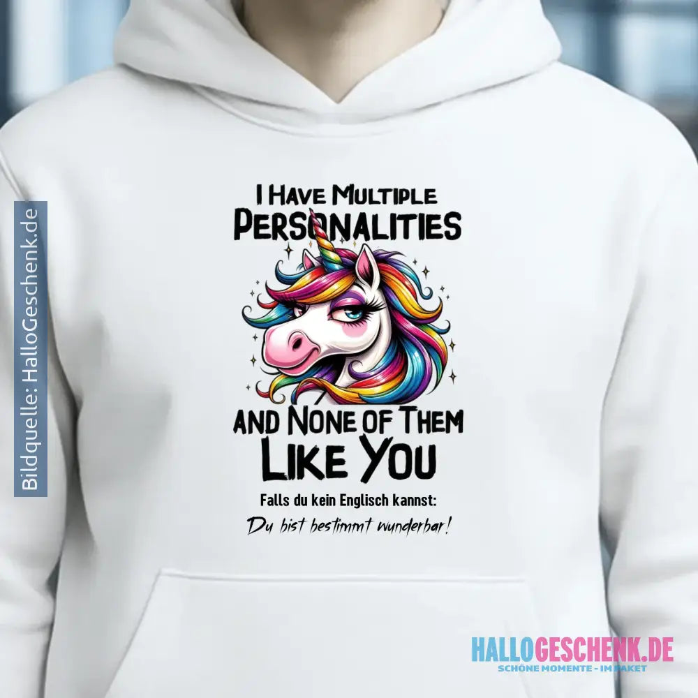 Einhorn - Multiple Persönlichkeit • Unisex Premium Hoodie XS-5XL aus Bio-Baumwolle für Damen & Herren • Exklusivdesign • personalisiert