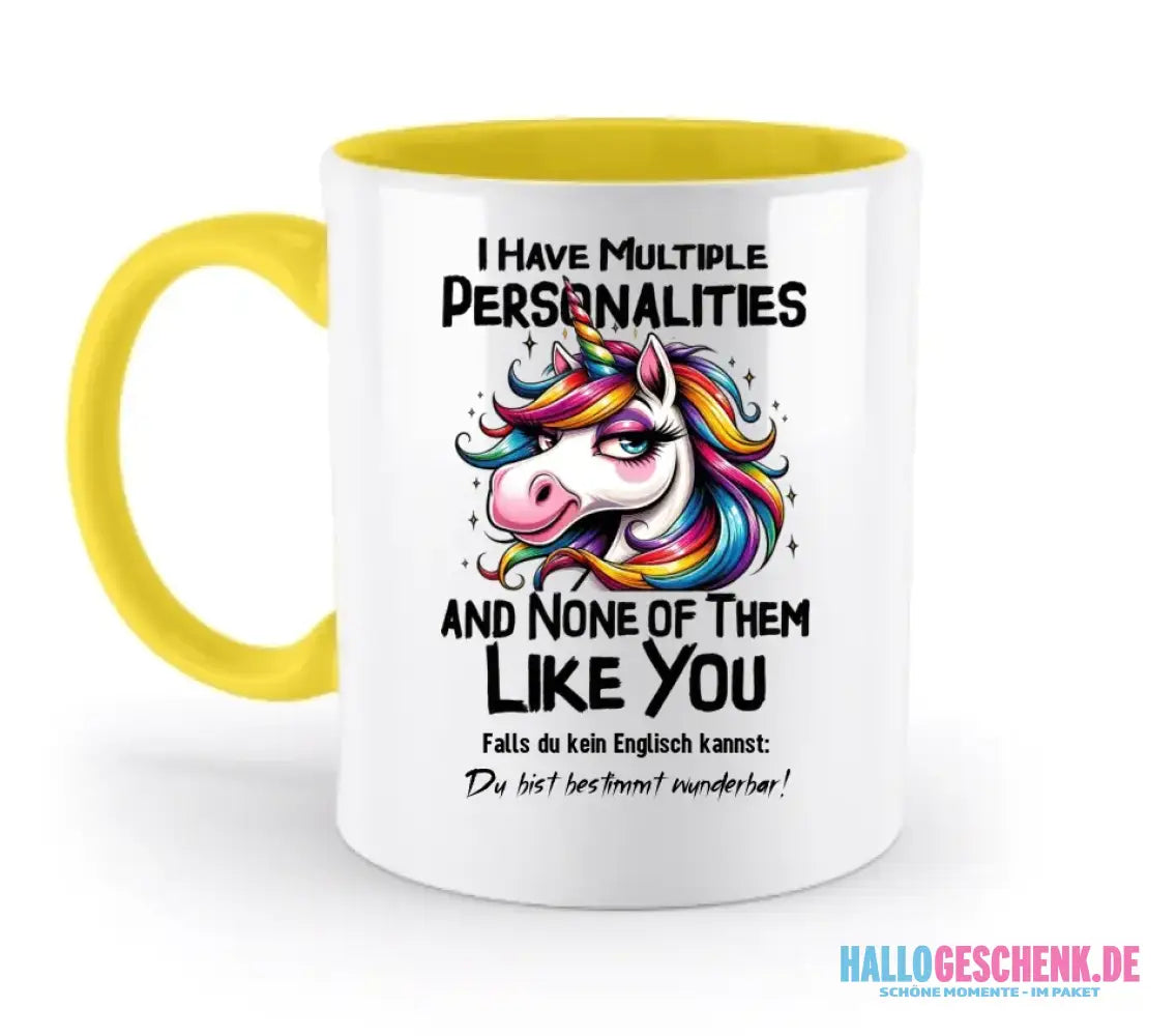 Einhorn - Multiple Persönlichkeit • zweifarbige Tasse • Exklusivdesign • personalisiert