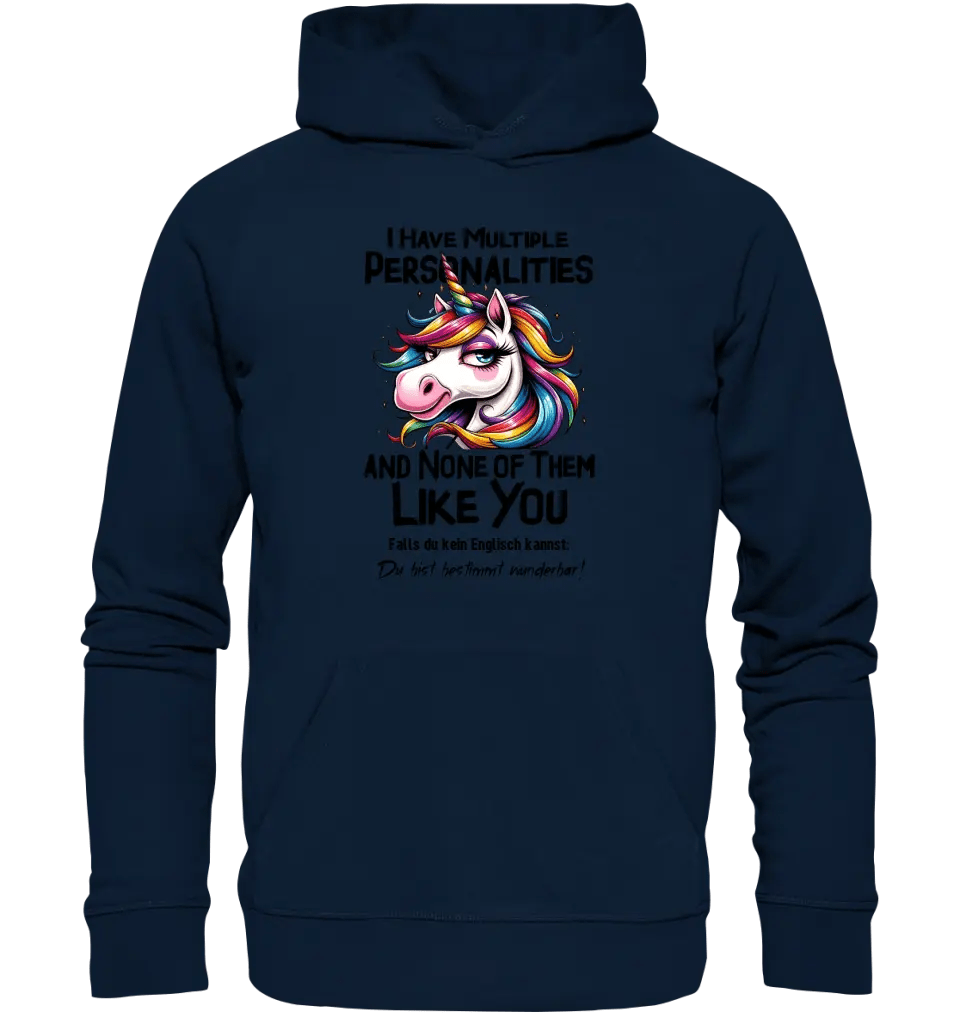 Einhorn - Multiple Persönlichkeit • Unisex Premium Hoodie XS - 5XL aus Bio - Baumwolle für Damen & Herren • Exklusivdesign • personalisiert - HalloGeschenk.de