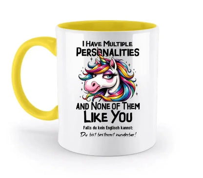 Einhorn - Multiple Persönlichkeit • zweifarbige Tasse • Exklusivdesign • personalisiert - HalloGeschenk.de