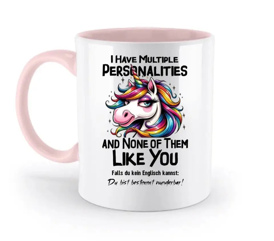 Einhorn - Multiple Persönlichkeit • zweifarbige Tasse • Exklusivdesign • personalisiert - HalloGeschenk.de