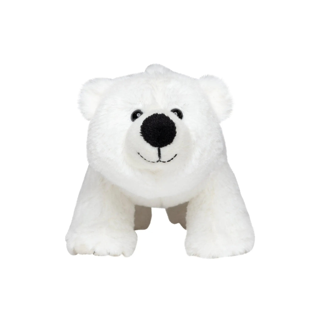 Weißes plüschtier eisbär freddy größe m mit schwarzen stickaugen nase und lächeln aus weichem stoff