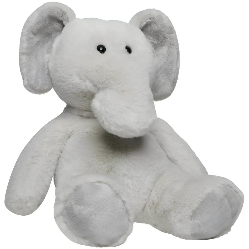 Soft grauer plüschelphant elefant lone mit schwarzen knopfaugen aus stoff für kuschelige spielzeit