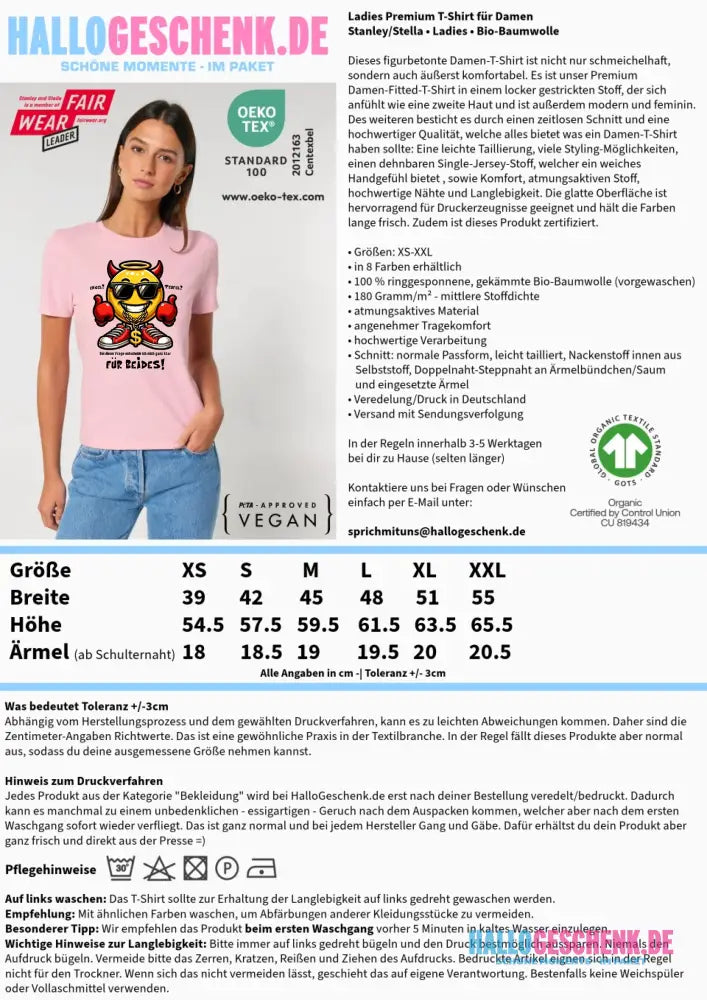 Engel? Teufel? Beides! • Ladies Premium T-Shirt XS-2XL aus Bio-Baumwolle für Damen • Exklusivdesign • personalisiert