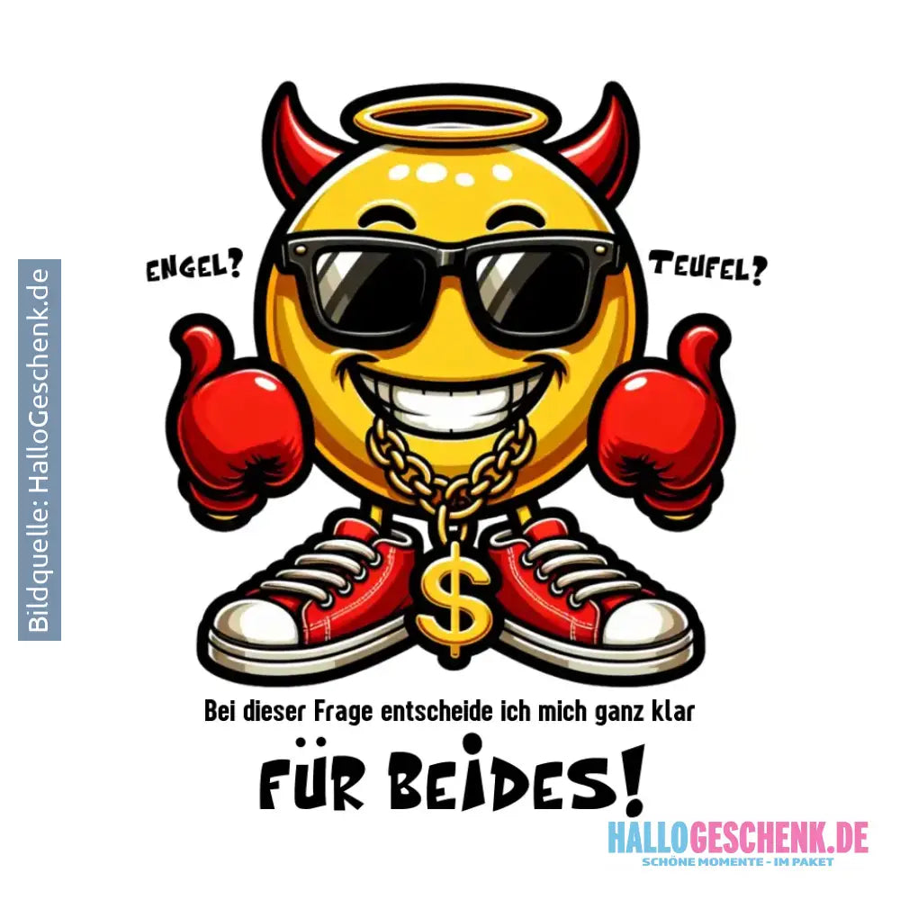 Engel? Teufel? Beides! • STICKER 20x20 cm (Aufkleber) - White / OneSize / ausgestanzter Sticker 20x20 cm (Aufkleber)