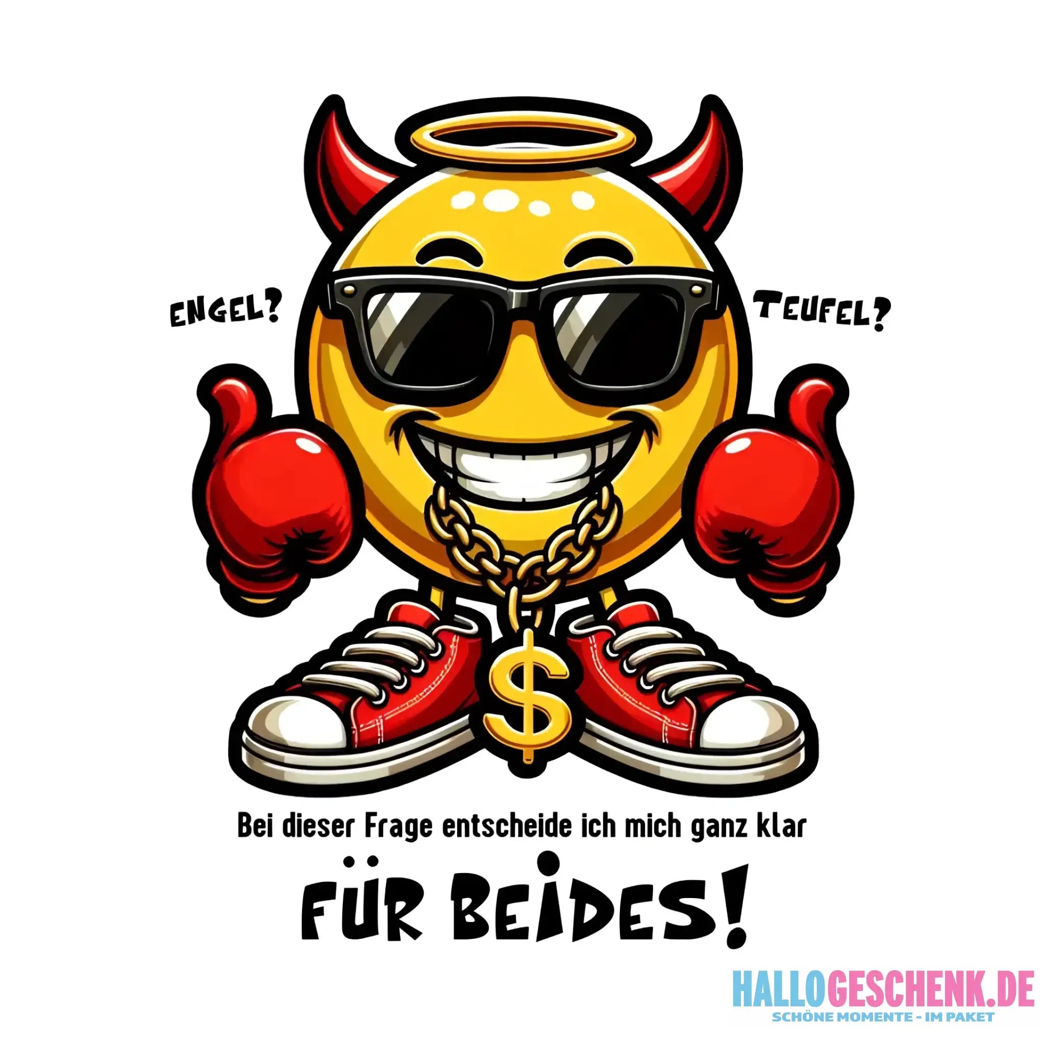 Engel? Teufel? Beides! • STICKER 20x20 cm (Aufkleber) - White / OneSize / ausgestanzter Sticker 20x20 cm (Aufkleber)