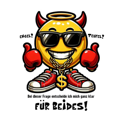 Engel? Teufel? Beides! • STICKER 20x20 cm (Aufkleber) - White / OneSize / ausgestanzter Sticker 20x20 cm (Aufkleber)