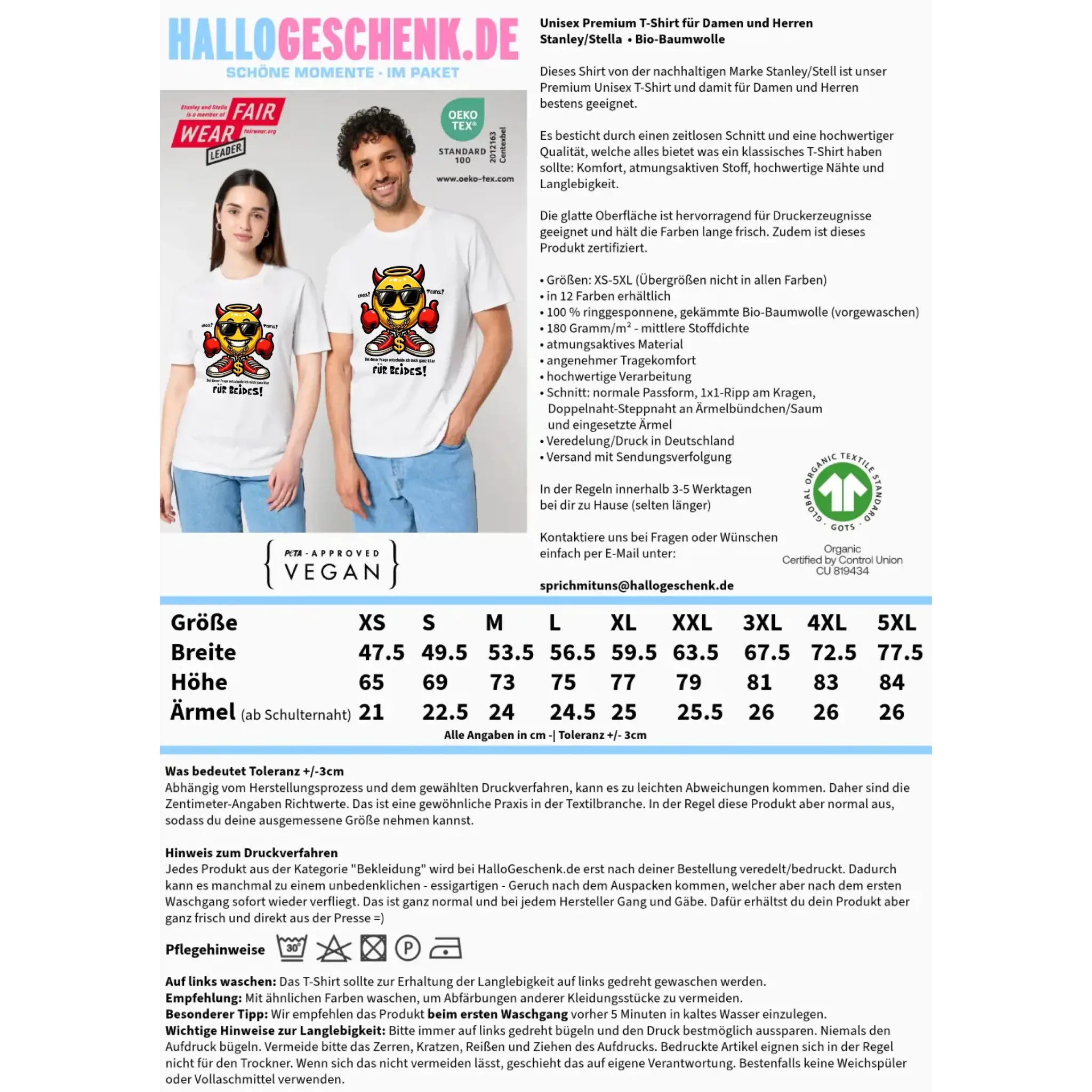 Engel? Teufel? Beides! • Unisex Premium T-Shirt XS-5XL aus Bio-Baumwolle für Damen & Herren • Exklusivdesign • personalisiert