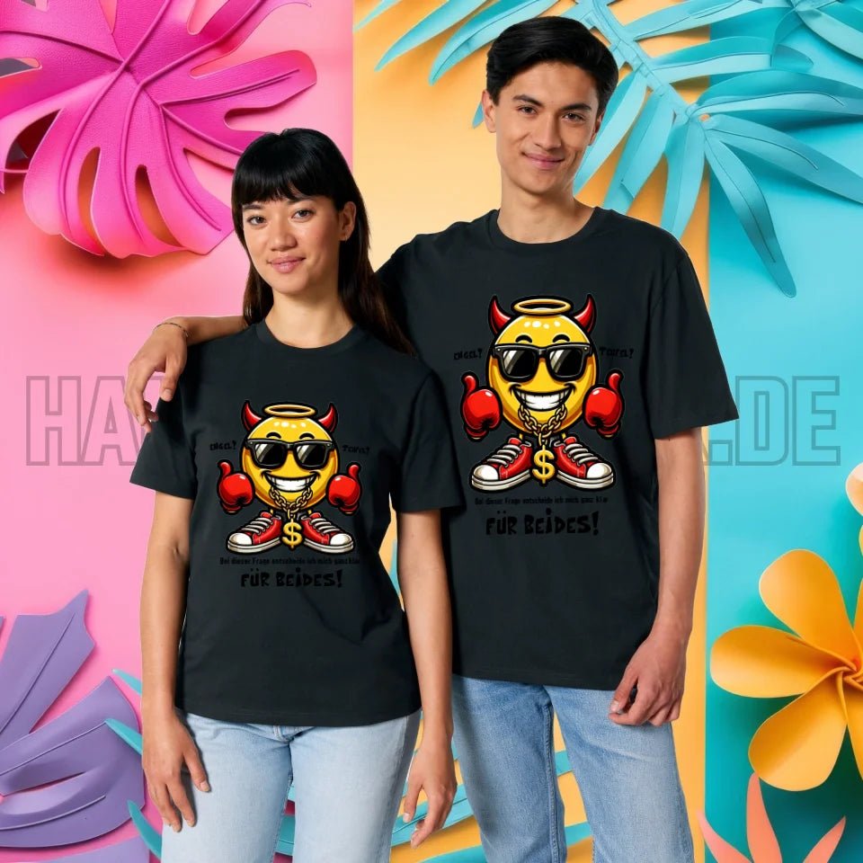 Engel? Teufel? Beides! • Unisex Premium T-Shirt XS - 5XL aus Bio - Baumwolle für Damen & Herren • Exklusivdesign • personalisiert von HalloGeschenk.de