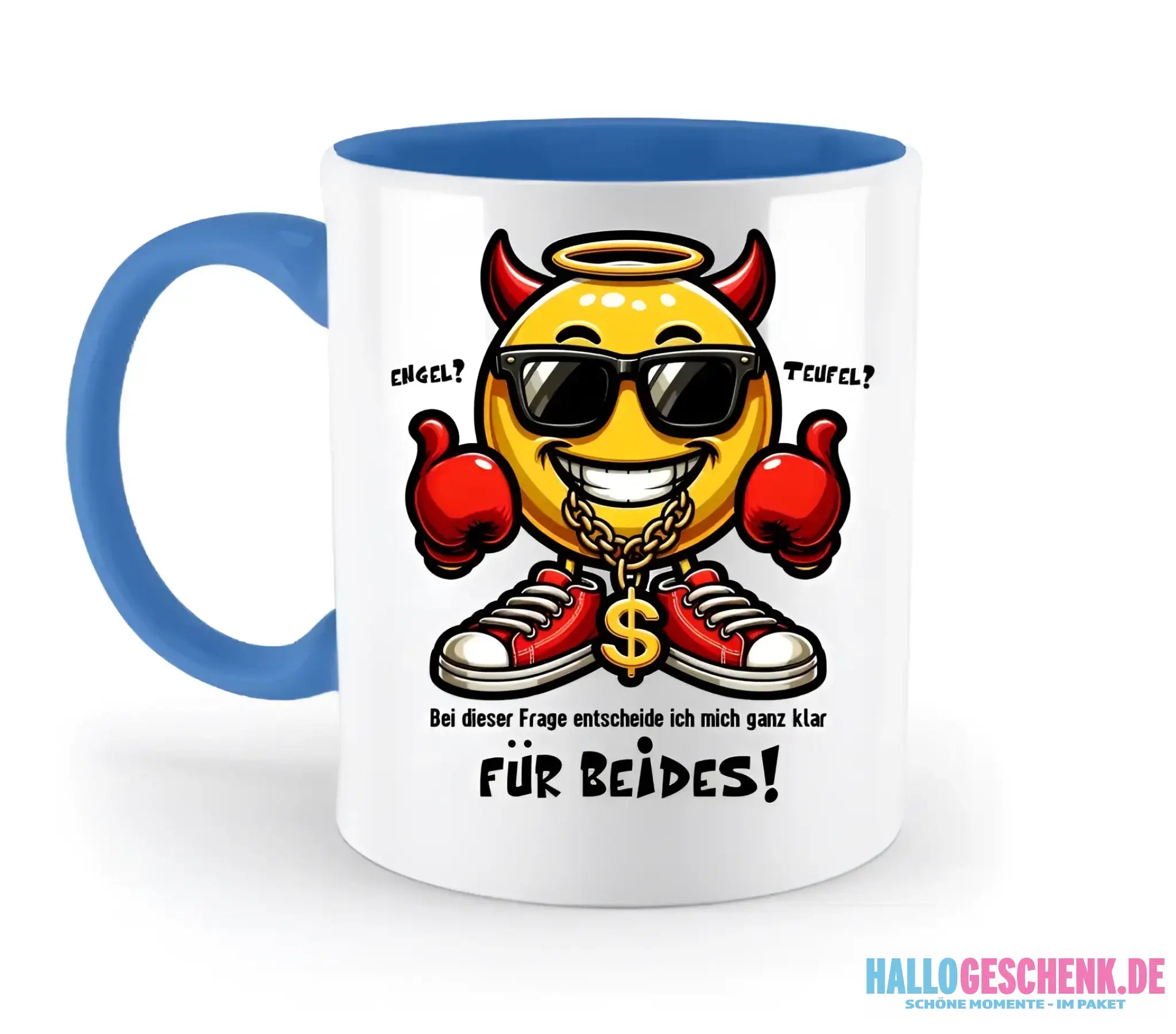 Engel? Teufel? Beides • zweifarbige Tasse • Exklusivdesign • personalisiert