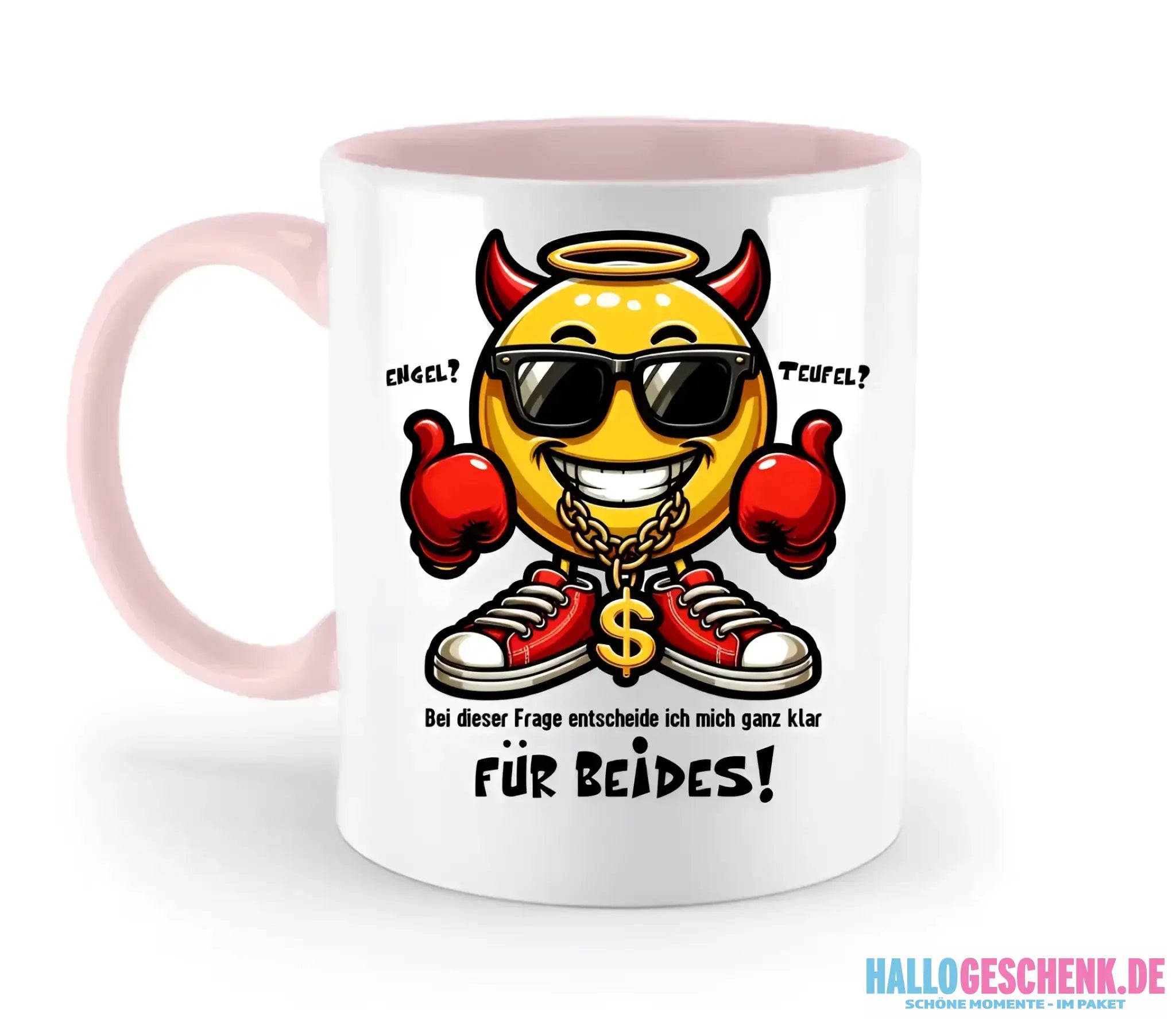 Engel? Teufel? Beides • zweifarbige Tasse • Exklusivdesign • personalisiert