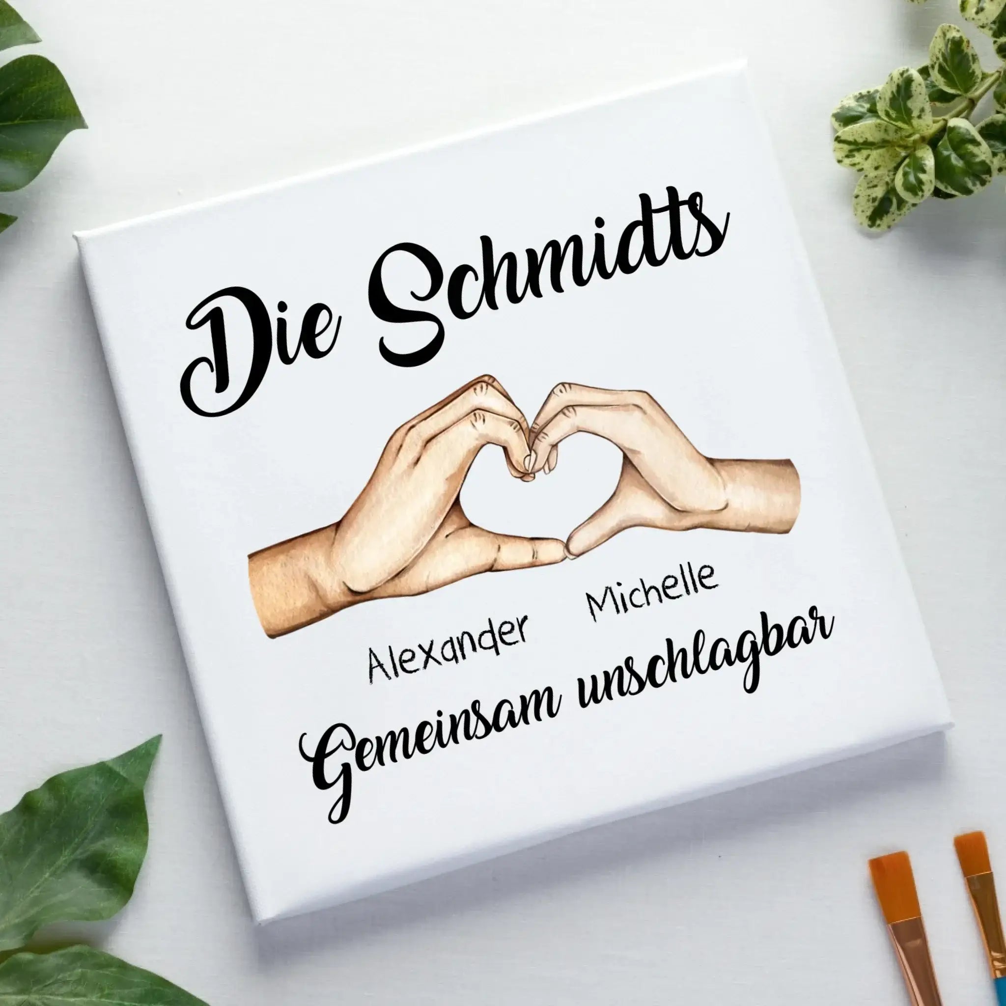 Familienbande 0-7 Kinder • personalisiert • Leinwand 50x50 cm - Leinwand auf Holzkeilrahmen / Standard / 20cm-x-20xm