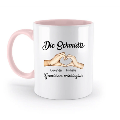 Familienbande 0-7 Kinder • zweifarbige Tasse (spülmaschinenfest) • personalisierbar - zweifarbige Tasse