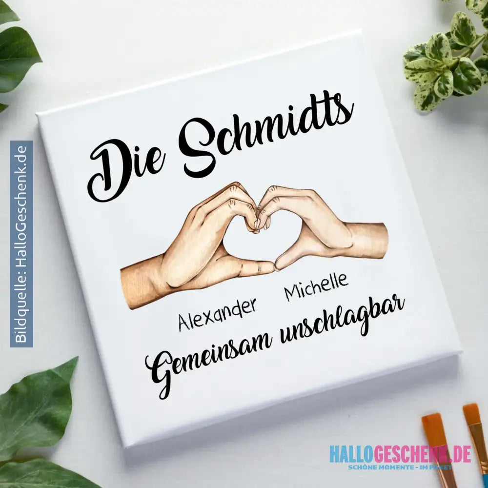 Familienbande 0-7 Kinder • personalisiert • Leinwand 50x50 cm - Leinwand auf Holzkeilrahmen / Standard / 20cm-x-20xm