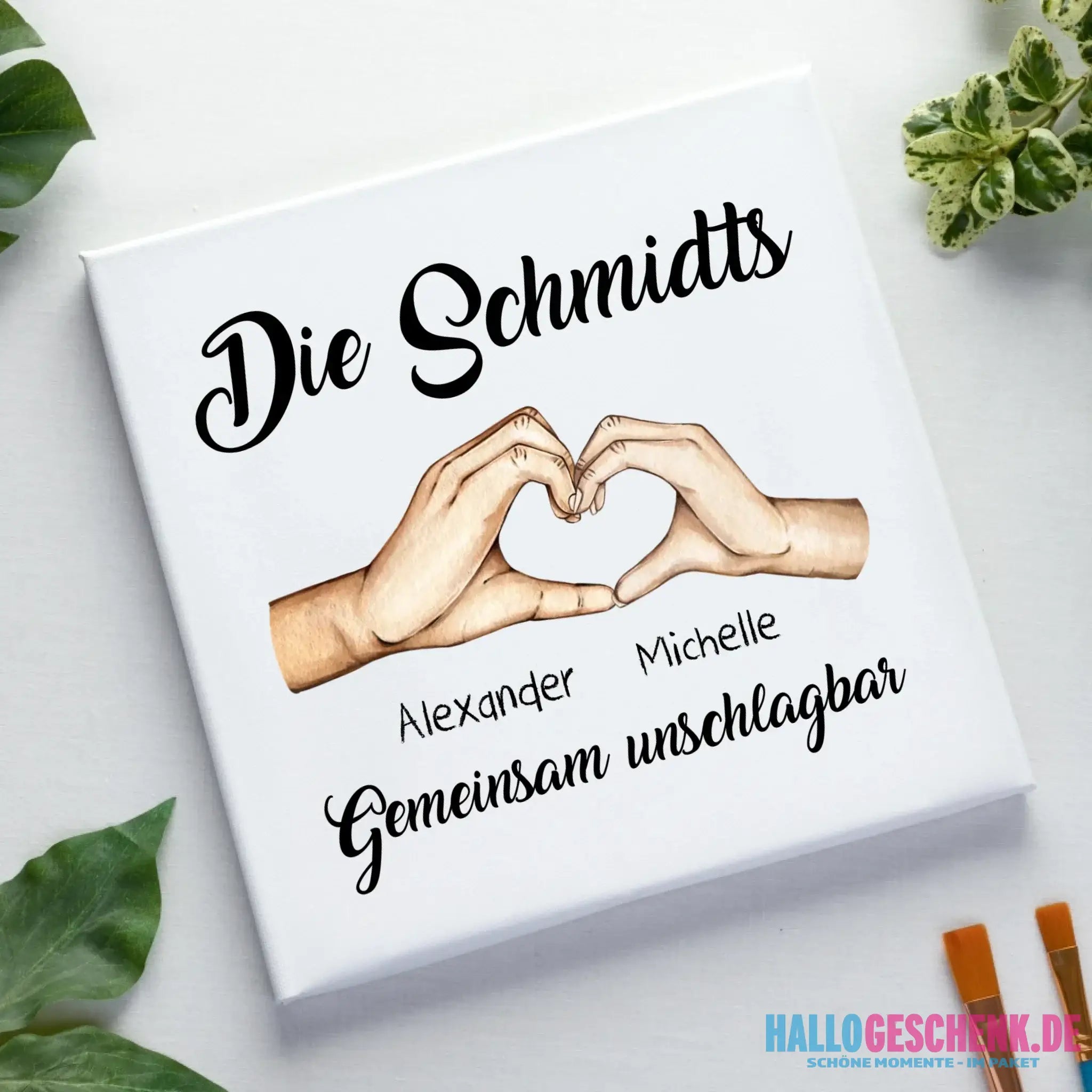 Familienbande 0-7 Kinder • personalisiert • Leinwand 50x50 cm - Leinwand auf Holzkeilrahmen / Standard / 20cm-x-20xm