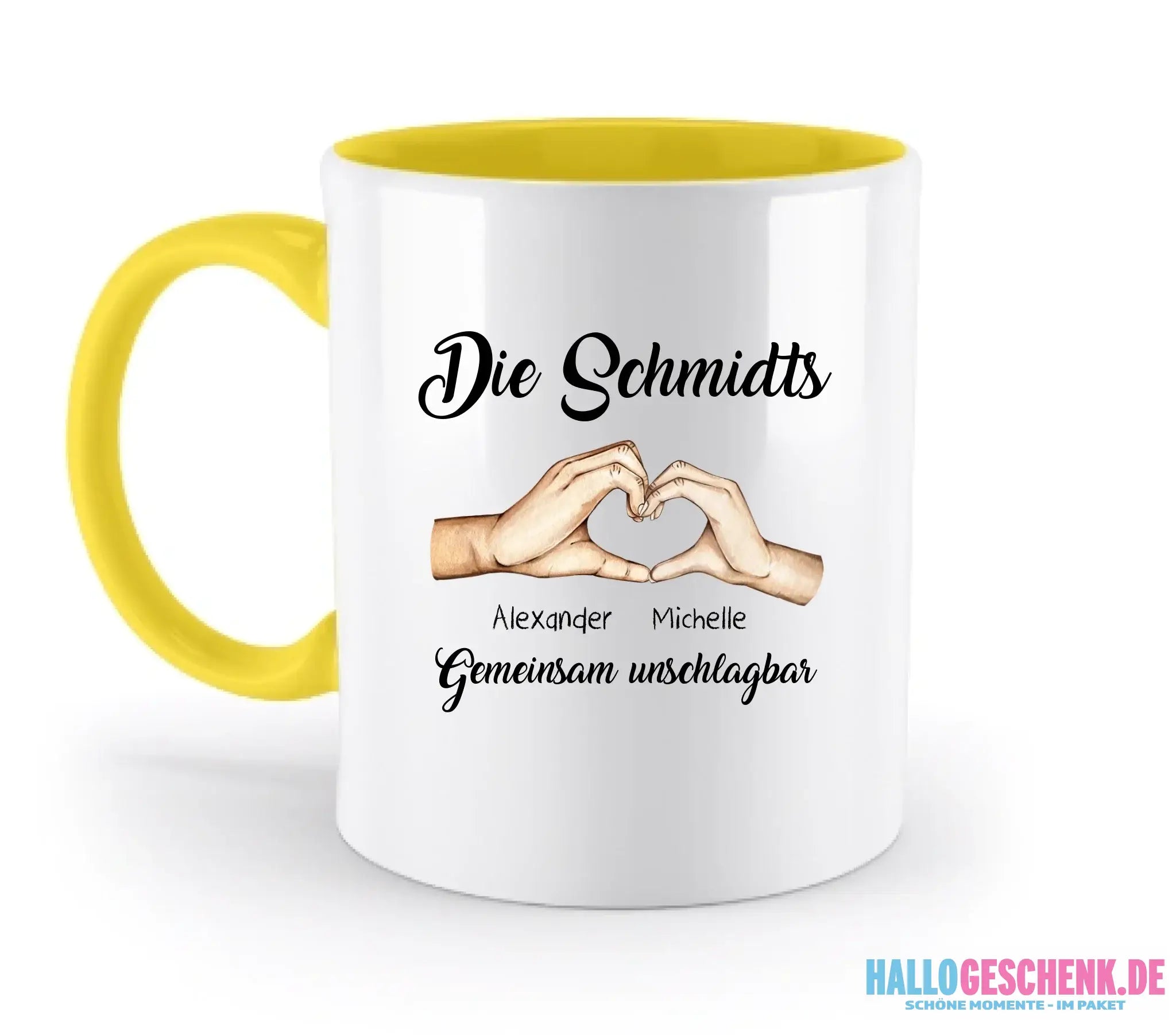 Familienbande 0-7 Kinder • zweifarbige Tasse (spülmaschinenfest) • personalisierbar - zweifarbige Tasse