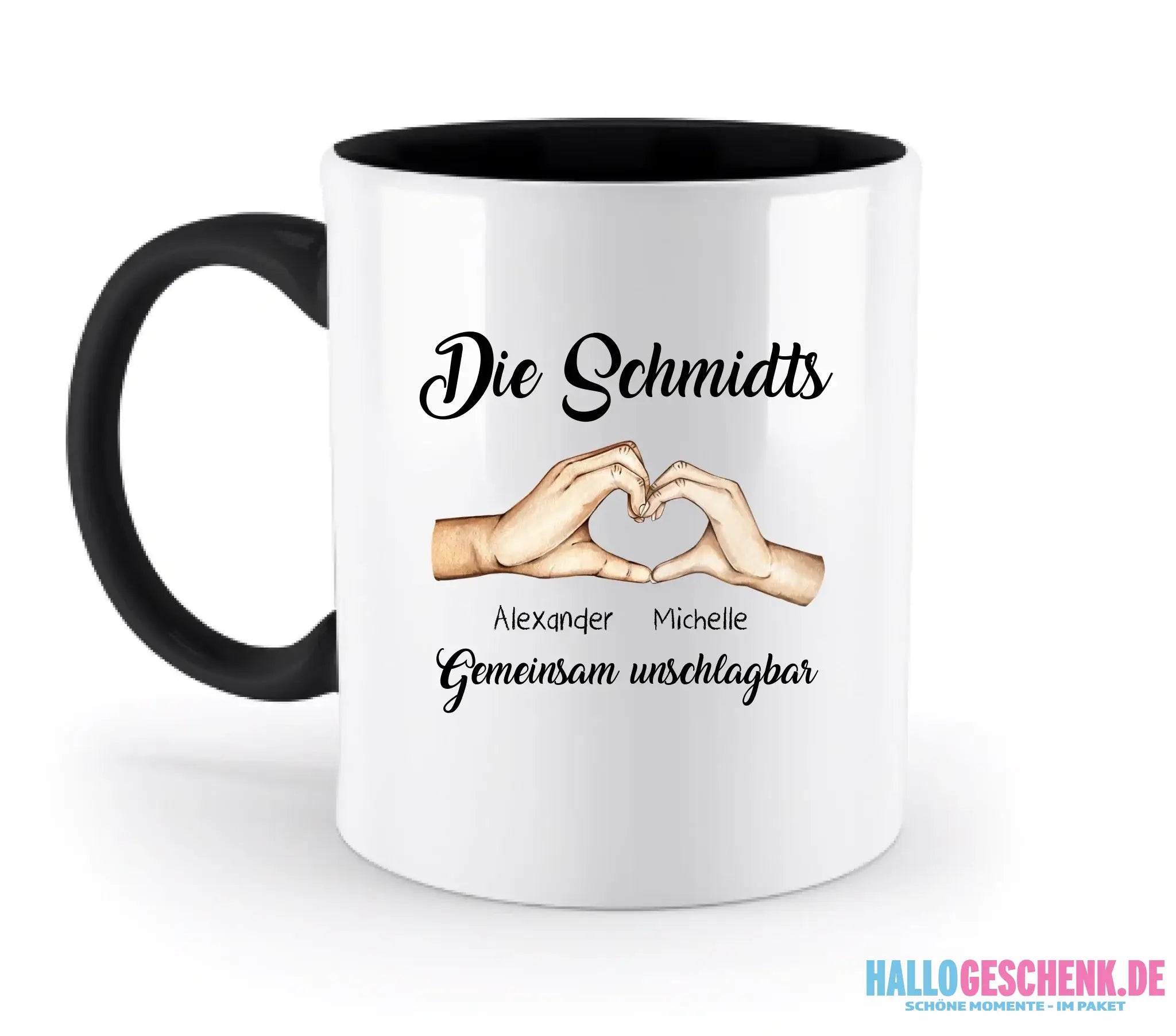 Familienbande 0-7 Kinder • zweifarbige Tasse (spülmaschinenfest) • personalisierbar - zweifarbige Tasse
