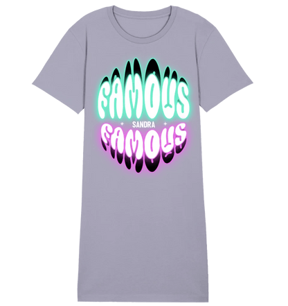 FAMOUS + Name • Damen • Frau • Ladies Premium T-Shirt Kleid aus Bio - Baumwolle S - 2XL • Exklusivdesign • personalisiert von HalloGeschenk.de