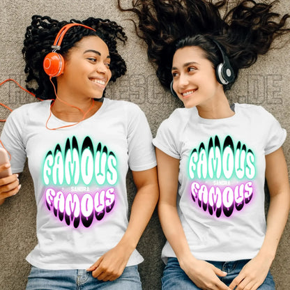 FAMOUS + Name • Frau • personalisierter Text • Ladies Premium T-Shirt XS-2XL aus Bio-Baumwolle für Damen • Exklusivdesign • personalisiert • Motivauswahl • personalisierbar