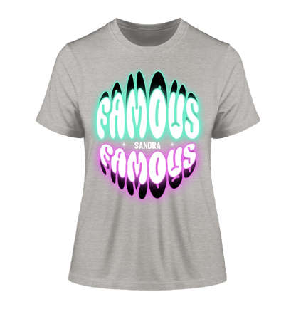 FAMOUS + Name • Frau • personalisierter Text • Ladies Premium T-Shirt XS - 2XL aus Bio - Baumwolle für Damen • Exklusivdesign • personalisiert • Motivauswahl • personalisierbar von HalloGeschenk.de