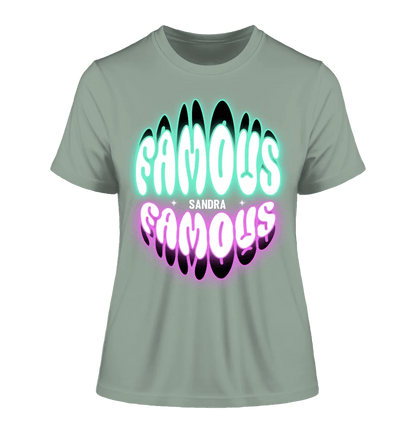 FAMOUS + Name • Frau • personalisierter Text • Ladies Premium T-Shirt XS - 2XL aus Bio - Baumwolle für Damen • Exklusivdesign • personalisiert • Motivauswahl • personalisierbar von HalloGeschenk.de