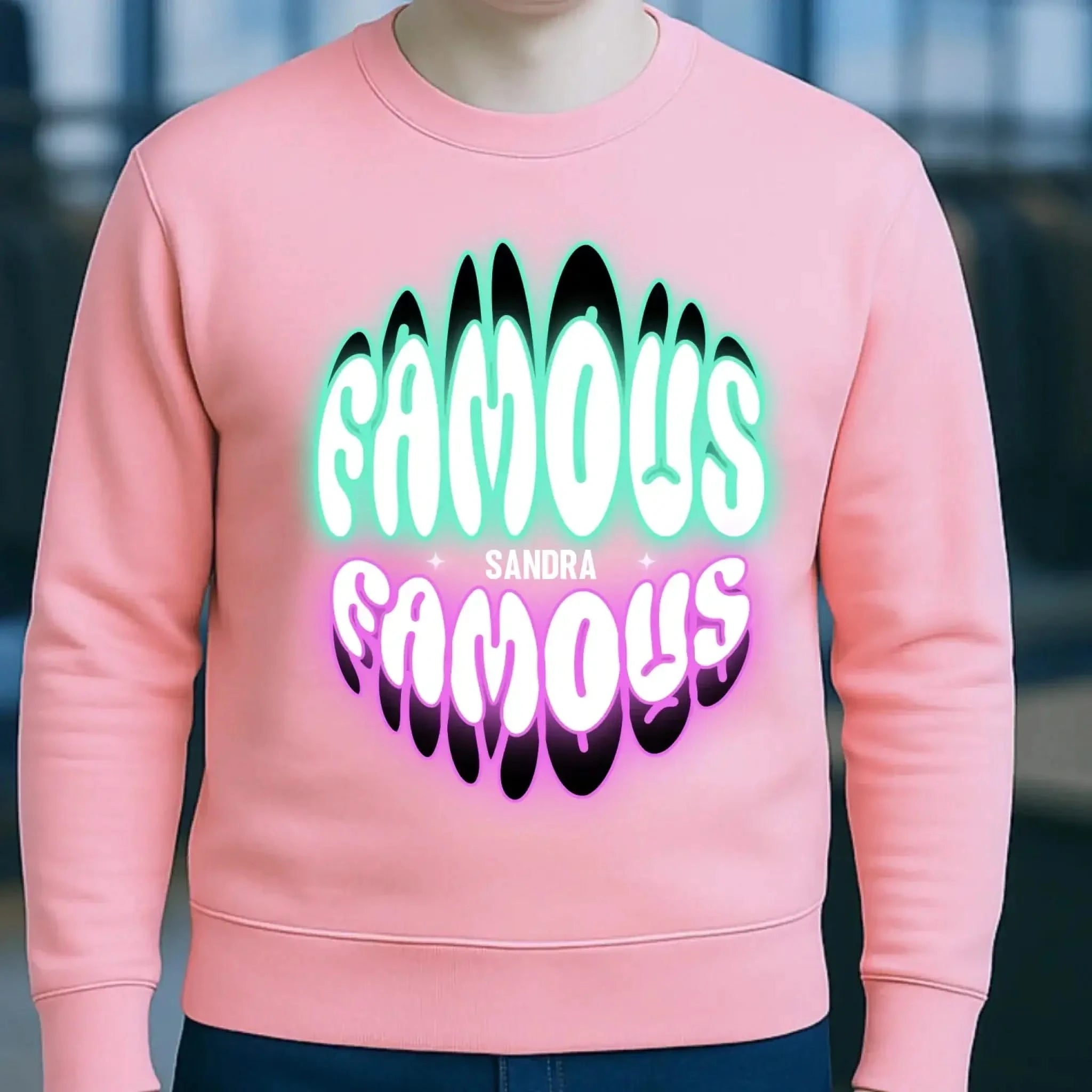 FAMOUS + Name • personalisierter Text • Unisex Sweatshirt Bio-Baumwolle in 4 Farben XS-3XL • personalisiert