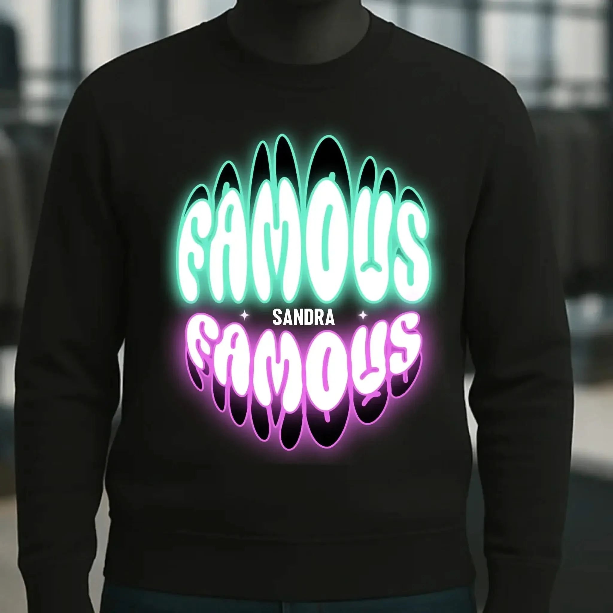 FAMOUS + Name • personalisierter Text • Unisex Sweatshirt Bio-Baumwolle in 4 Farben XS-3XL • personalisiert
