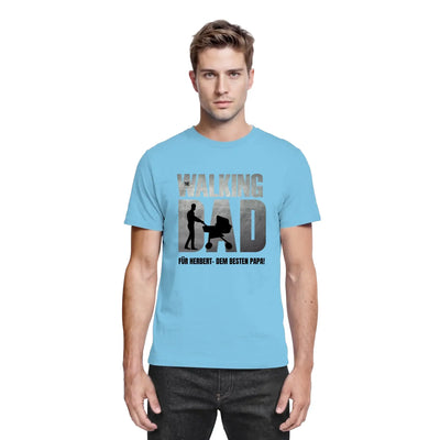 Hellblau Baumwolle t shirt mit the walking dad print und für herbert dem besten papa Text aus der father galaxy vatertag collection