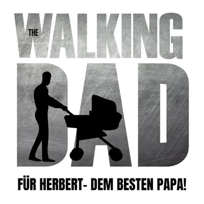 Schwarze silhouette eines mannes, der einen kinderwagen im vatertag laufsujet der father galaxy statement-collection schiebt