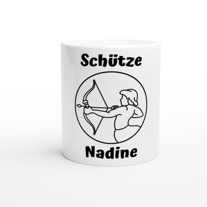 Mit 3D-Vorschau: 12 Sternzeichen mittig mit Name + personalisierten Sprüchen • zweifarbige Tasse