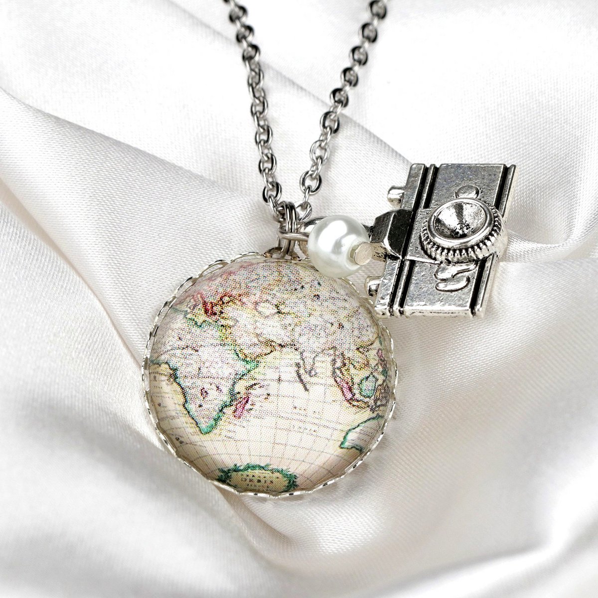 Weltreise Wanderlust Globetrotter Wanderer Kette - Fernweh Abschiedsgeschenk - VIK-11