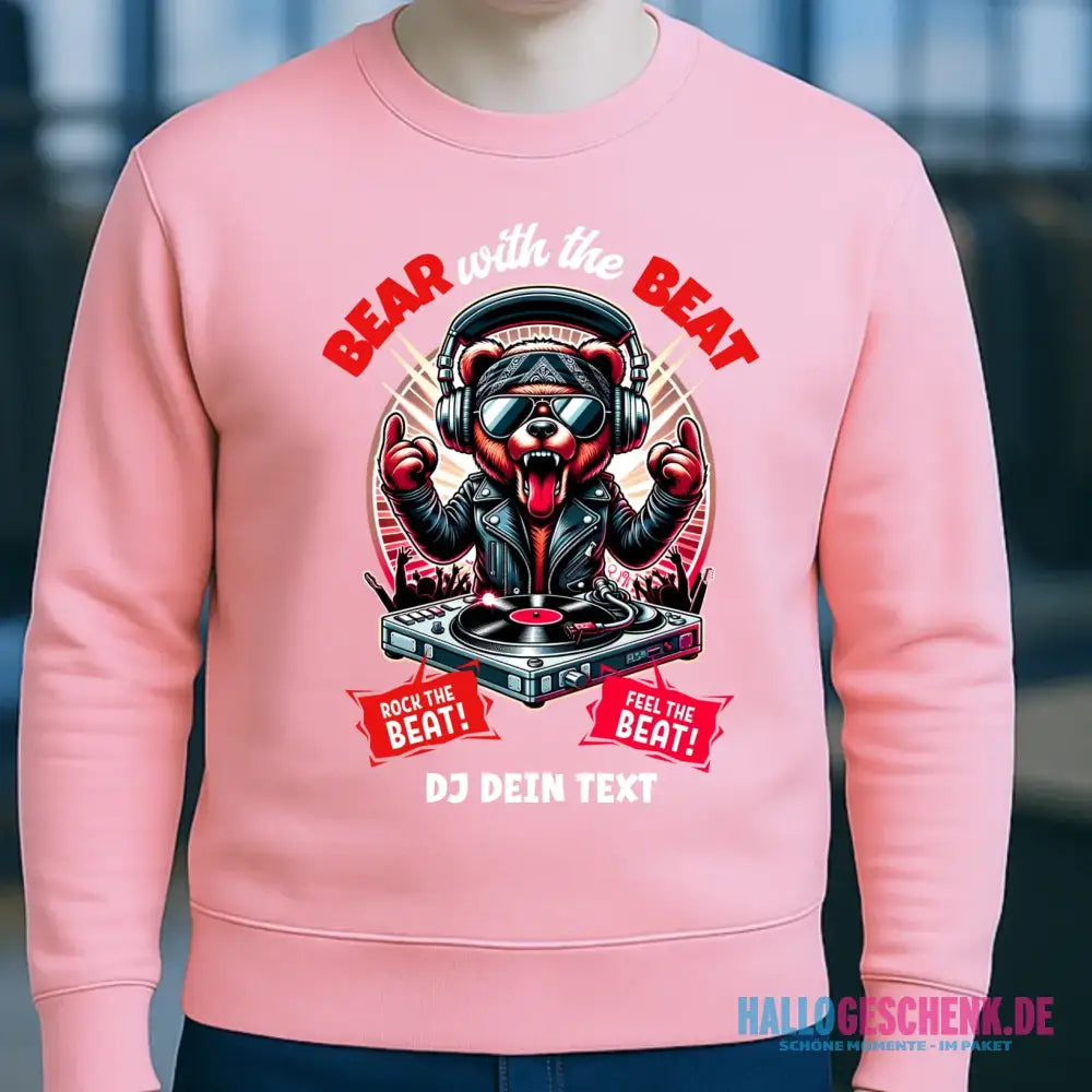 Feel the beat • DJ Dein Text • Musik • Music • Hip Hop • Rnb • Techno • House • Charts • Unisex Sweatshirt Bio-Baumwolle in 4 Farben XS-3XL • personalisiert