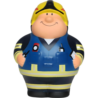 Feuer bert 2.0 gelb schwarzer feuerwehr stressball mit blauen uniform details zum knautschen