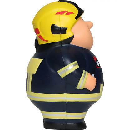 Gelber und schwarzer feuerwehrmann stressball mit reflektierenden streifen von feuer bert 2.0 zum knautschen