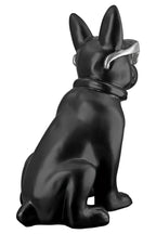 Schwarze glossy französische bulldoggenfigur aus kunstharz mit silberner brille von gilde cool dog