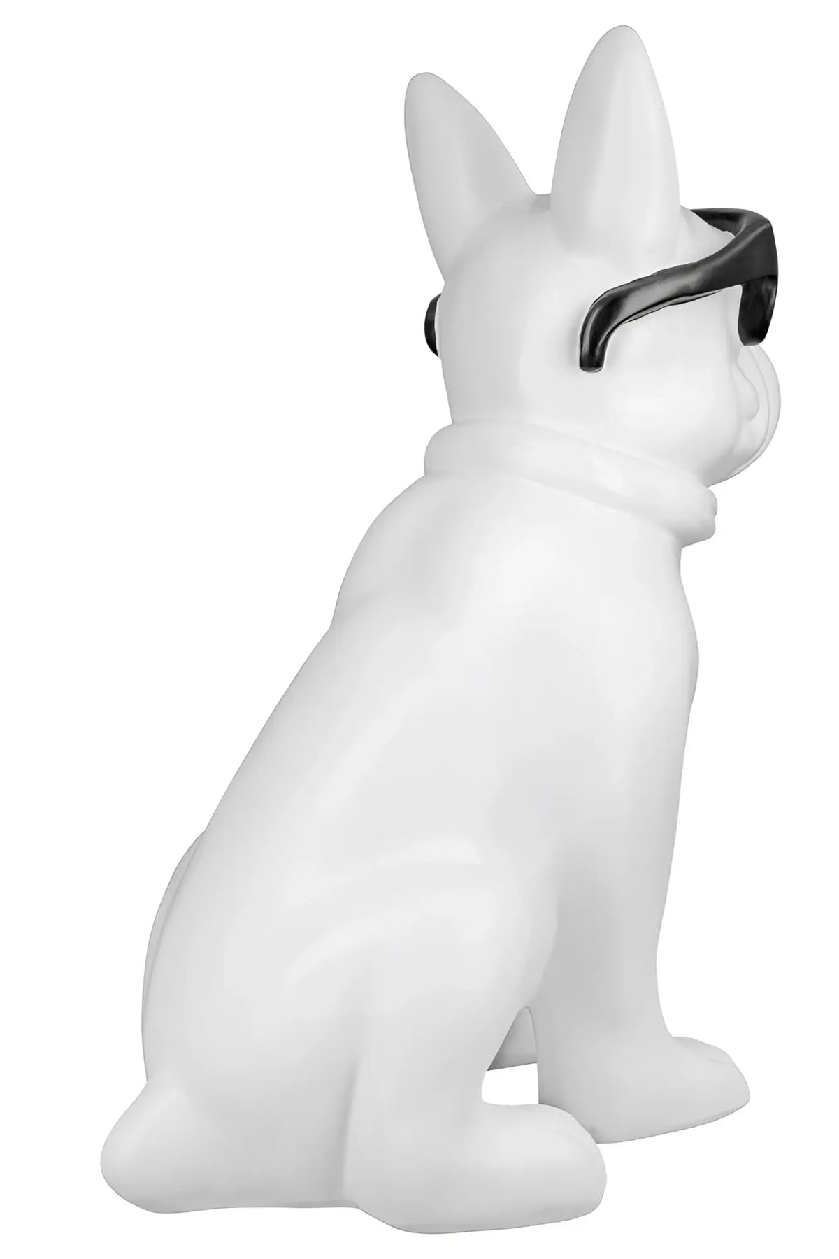 Weiße kunstharzfigur bulldogge cool dog mit schwarzen sonnenbrillen von gilde 35x18x245 cm