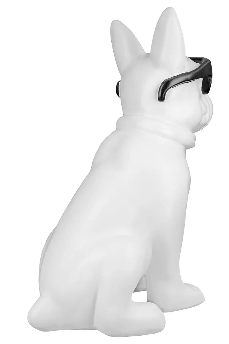 Figur: Bulldogge „Cool Dog“ • Kunstharz • Weiß / Schwarz • 35×18×24,5 cm • Gilde - Figur