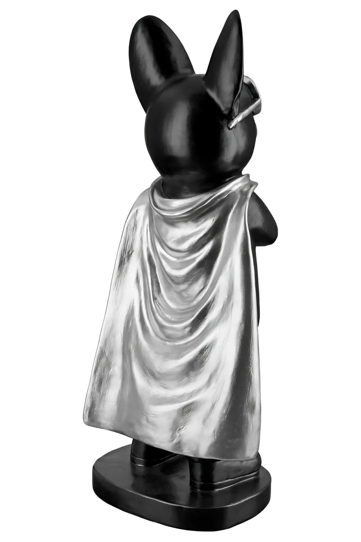 Figur bulldogge hero dog kunstharz schwarz silber 32 5x13x10 cm schwarze kaninchenfigur mit silberner kappe und brillen