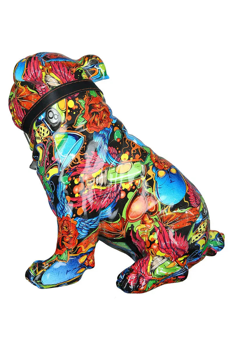 Figur: Bulldogge „Street Art 2“ • Kunstharz • mehrfarbig • 23x22x17 cm • Gilde - Figur